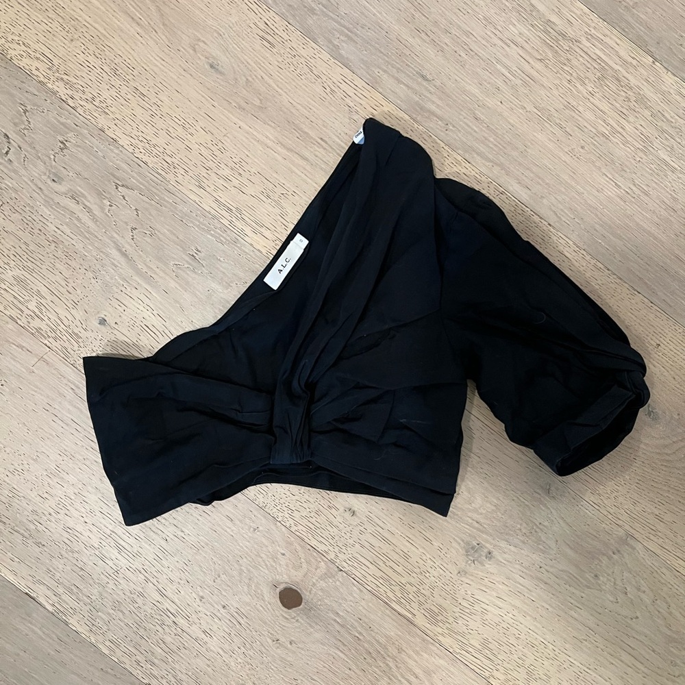 A.L.C. Crop One Shoulder Black Top